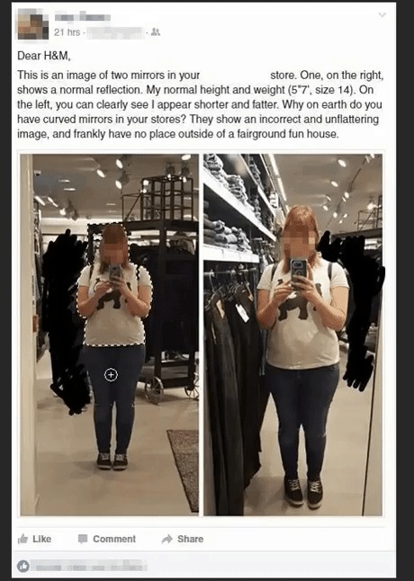 Толстая девушка перед зеркалом